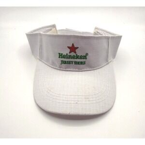 Heineken Visor Hat Mens White Jersey Shore Beer Promo Ripstop Adjustable 90s Y2K